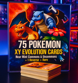 75 Pokemon XY Evolution Cards – Near Mint Commons & Uncommons + 1 Reverse + Rare - Image 1