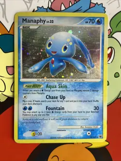 Pokemon Card - Manaphy Majestic Dawn 8/100 Holo Rare LP Swirl - Image 1