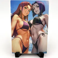 Teen Titans Starfire Raven Sexy Anime Waifu Girl Lewd Goddess Story ACG Art Card - Image 3
