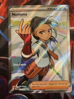 Pokemon TCG Nemona Trainer Paldean Fates Full Art Holo Ultra Rare Card 229/091 - Image 1