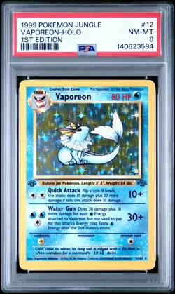 1999 POKEMON JUNGLE 1ST ED #12 VAPOREON-HOLO PSA 8 - Image 1