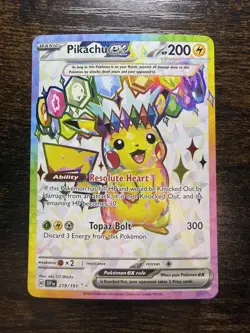 Pokemon TCG Surging Sparks Pikachu EX 219/191 Full Art Ultra Rare - Image 1