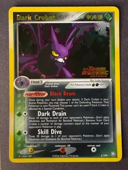 Dark Crobat ex Team Rocket Returns Pokemon TCG 3/109 Rare Reverse Holo - Image 1