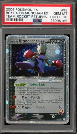 Pokemon Rocket's Hitmonchan ex EX Team Rocket Returns Holo Ultra Rare #98 PSA 10 - Image 1