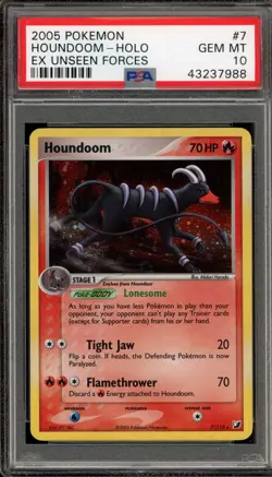 Pokemon Houndoom EX Unseen Forces Holo Rare #7 PSA 10 Gem Mint - Image 1