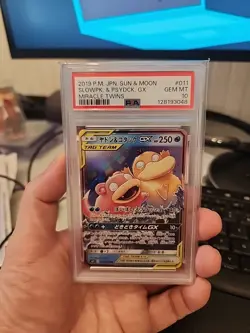 2019 POKEMON JAPANESE SUN & MOON MIRACLE TWINS #011 SLOWPOKE & PSYDUCK GX PSA 10 - Image 1