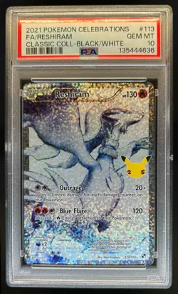 2021 Pokemon SWSH Celebrations Reshiram Classic Collection #113/114 PSA 10 - Image 1