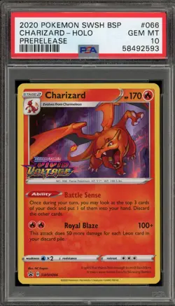 Pokemon Charizard Vivid Voltage Prerelease Holo Promo SWSH066 PSA 10 Gem Mint - Image 1
