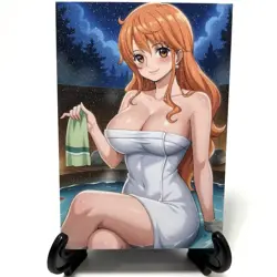 One Piece Nami Sexy Hot Anime Waifu Girl Doujin Lewd Goddess Glitter Art Card - Image 1