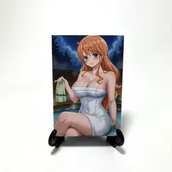 One Piece Nami Sexy Hot Anime Waifu Girl Doujin Lewd Goddess Glitter Art Card - Image 2