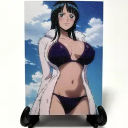 One Piece Nico Robin Sexy Bikini Anime Waifu Girl Lewd Goddess Glitter Art Card - Image 1