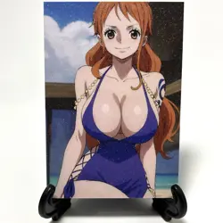 One Piece Nami Sexy Hot Anime Waifu Girl Doujin Lewd Goddess Glitter Art Card - Image 1