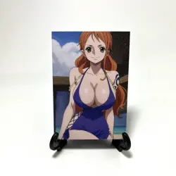 One Piece Nami Sexy Hot Anime Waifu Girl Doujin Lewd Goddess Glitter Art Card - Image 2