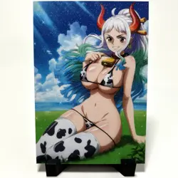 One Piece Yamato Sexy Cow Bikini Anime Waifu Girl Doujin Lewd Goddess Art Card - Image 1