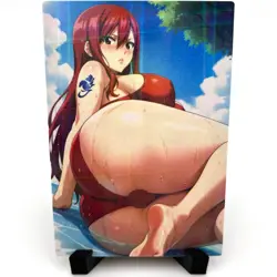 Fairy Tail Erza Scarlet Sexy Anime Waifu Girl Lewd Doujin Goddess Story Art Card - Image 3
