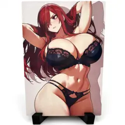 Fairy Tail Erza Scarlet Sexy Lingerie Anime Waifu Girl Goddess Story Art Card - Image 1
