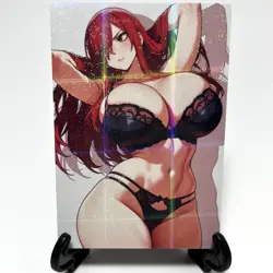 Fairy Tail Erza Scarlet Sexy Lingerie Anime Waifu Girl Goddess Story Art Card - Image 2