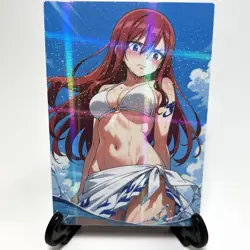 Fairy Tail Erza Scarlet Sexy Hot Bikini Anime Waifu Girl Goddess Story Art Card - Image 1