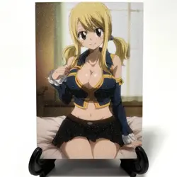Fairy Tail Lucy Heartfilia Sexy Anime Waifu Girl Lewd Goddess Glitter Art Card - Image 1
