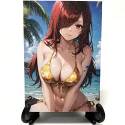 Fairy Tail Erza Scarlet Sexy Hot Bikini Anime Waifu Girl Lewd Goddess Art Card - Image 1