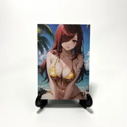 Fairy Tail Erza Scarlet Sexy Hot Bikini Anime Waifu Girl Lewd Goddess Art Card - Image 2