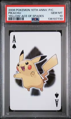 2006 POKEMON CENTER 10TH ANNIVERSARY PLAYING CARDS YELLOW DECK PIKACHU PSA 10 - Image 1