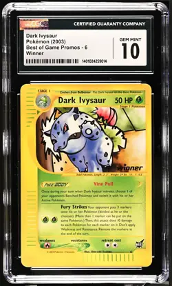 CGC 10 GEM MINT Dark Ivysaur 6 WINNER Best Of Game Promo Pokemon Card 014 - Image 1