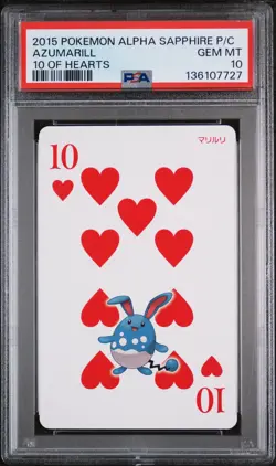 2015 POKEMON ALPHA SAPPHIRE PLAYING CARDS 10 OF HEARTS AZUMARILL PSA 10 - Image 1