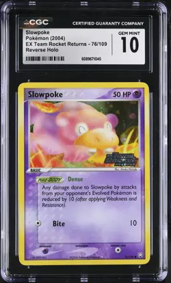 CGC 10 Slowpoke EX Team Rocket Returns 76/109 Reverse Holo Stamped Pokemon Card - Image 1