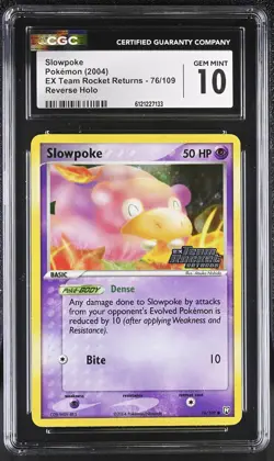 CGC 10 Slowpoke EX Team Rocket Returns 76/109 Reverse Holo STAMPED Pokemon Card - Image 1