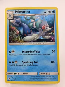 Primarina 41/149 Rare Sun & Moon Base Pokemon Card 2017 Non Holo NM - Image 1