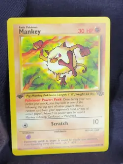 Pokemon TCG Mankey Jungle Card 55/64 Regular Common 1st Edition NM/LP - Image 1