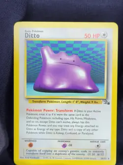 Ditto Pokemon Card NM/LP Fossil Set Non-Holo Rare 18/62 Unlimited Pokemon - Image 1