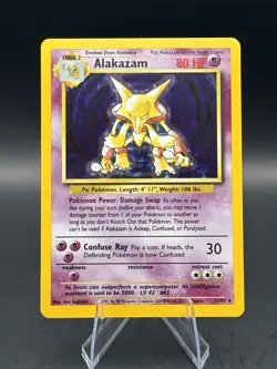 Pokemon TCG Alakazam Base Set Holo Card 1/102 Rare - Image 1