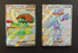 Great Tusk & Quaquaval - Pokemon TCG - 2 Card Lot (Full Art EX Shiny Rare Holo) - Image 1