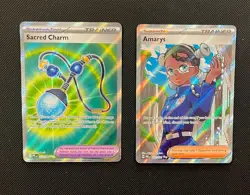 Sacred Charm & Amarys - Pokemon TCG - 2 Card Lot (Full Art Ultra Rare Holo) - Image 1
