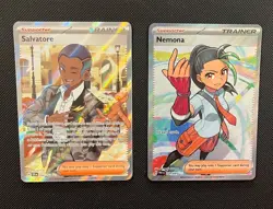 Salvatore & Nemona - Pokemon TCG - 2 Card Lot (Full Art Ultra Rare Trainer Holo) - Image 1