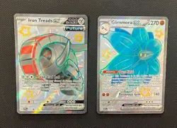 Iron Treads & Glimmora - Pokemon TCG - 2 Card Lot (Full Art Shiny Rare EX Holo) - Image 1