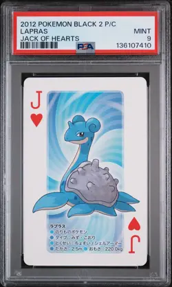 2012 POKEMON BLACK 2 PLAYING CARDS JACK OF HEARTS LAPRAS PSA 9 - Image 1