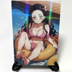 Demon Slayer Nezuko Kamado Sexy Bikini Anime Waifu Girl Lewd Goddess Art Card - Image 1