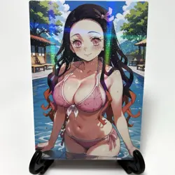 Demon Slayer Nezuko Kamado Sexy Bikini Anime Waifu Girl Goddess Story Art Card - Image 1