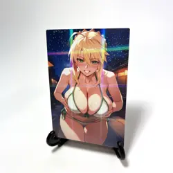 Fate/Grand Order Artoria Pendragon Sexy Bikini Anime Waifu Girl Goddess Art Card - Image 2