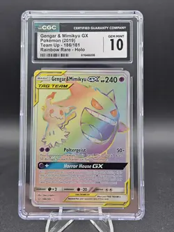 CGC GEM MINT 10 Pokemon TCG Gengar & Mimikyu GX 186/181 Pop 37 (Secret) - Image 1