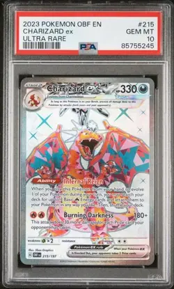 2023 POKEMON OBF EN-OBSIDIAN FLAMES #215 CHARIZARD ex ULTRA RARE PSA 10 - Image 1