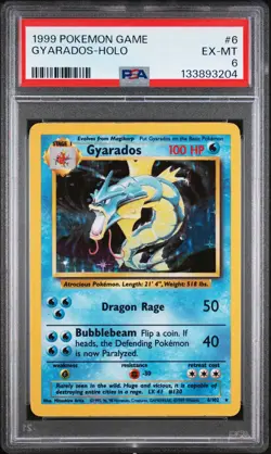 1999 POKEMON BASE SET UNLIMITED #6 GYARADOS-HOLO PSA 6 - Image 1