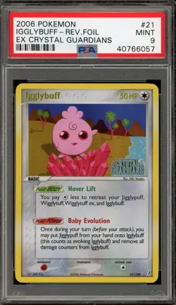Pokemon Igglybuff EX Crystal Guardians Reverse Holo Rare #21 PSA 9 Mint - Image 1