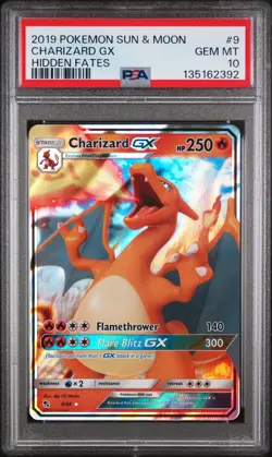 2019 POKEMON SUN & MOON HIDDEN FATES #9 CHARIZARD GX PSA 10 - Image 1