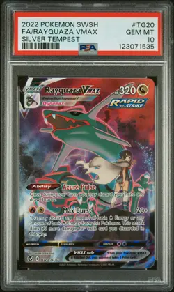 2022 POKEMON SWORD & SHIELD SILVER TEMPEST #TG20 FULL ART/RAYQUAZA VMAX PSA 10 - Image 1