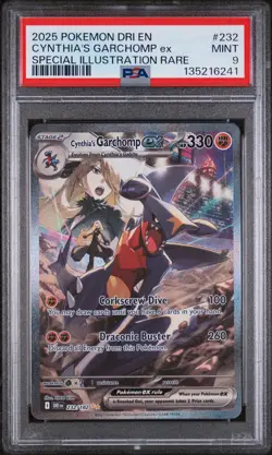 2025 POKEMON DRI SPECIAL ILLUSTRATION RARE #232 CYNTHIA'S GARCHOMP EX PSA 9 - Image 1