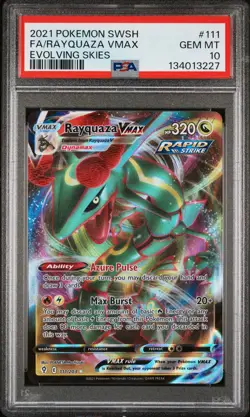 2021 POKEMON SWORD & SHIELD EVOLVING SKIES #111 FULL ART/RAYQUAZA VMAX PSA 10 - Image 1